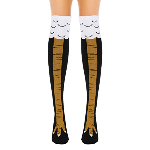 WLLHYF Socken mit Hühnerbeinen Verrückte lustige Overknee Socken Kreative Neuheit Socken Ofenrohrsocken Kniehohe Truthahnsocken Halloween für Frauen und Mädchen von WLLHYF