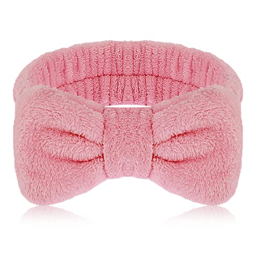 WLLHYF Spa Stirnband Gesicht waschen Stirnbänder Frauen Haare Bands Bogen Stirnband für Waschen Gesicht Dusche Hautpflege Soft Flanell Make-up Haar Band (Korea-Rosa) von WLLHYF