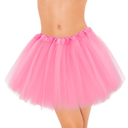 WLLHYF Tutu-Rock, 3-lagig Tüll Pailletten Stern Ballett Tanzröcke Prinzessin Party Kostüm Tutu Festliches Party-Kostüm für Mädchen, Damen, Kind, Weihnachten, Geburtstag (Rosa,40cm) von WLLHYF