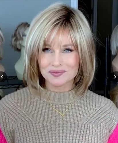 Kurze Ombre-blonde Perücken for Frauen, gemischte graue Bob-Perücke mit Pony, hitzebeständige Kunsthaar-Perücke for den täglichen Gebrauch auf Partys, Cosplays Kurze Ombre-blonde Perücken for Frauen, gemischte graue Bob-Perücke mit Pony, hitzebeständige Kunsthaar-Perücke for den täglichen Gebrauch auf Partys, Cosplays von WLLKIY