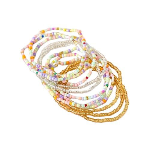 Modisches, handgefertigtes mehrschichtiges Glasperlen-Armband-Set mit bunten Kunstkristalldesigns für modebewusste Frauen von WLNEXT