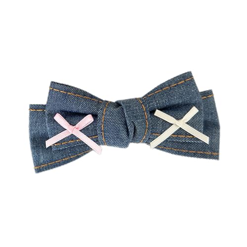 WLNEXT Ribbon Bow Elegant 2000s Side Clip Bow Hair Clip Elaborate Denim Bow Large Bowknot Balletcore von WLNEXT