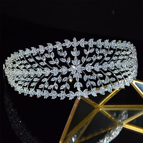 Haarschmuck Luxuriöse Zirkonia-Stirnbänder, silberfarben, Brautkronen, elegante Kopfbedeckung, Abschlussball, Haarschmuck, Hochzeit, Haarschmuck, Party-Schmuck Kopfschmuck für Braut (Color : TS-8073 von WLTYSM