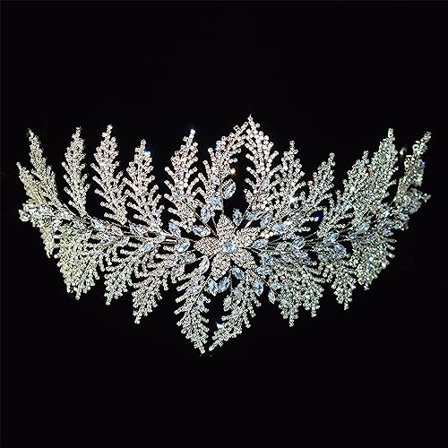 Haarschmuck Luxuriöse Zirkonia-Stirnbänder, silberfarben, Brautkronen, elegante Kopfbedeckung, Abschlussball, Haarschmuck, Hochzeit, Haarschmuck, Party-Schmuck Kopfschmuck für Braut (Color : TS-8096- von WLTYSM