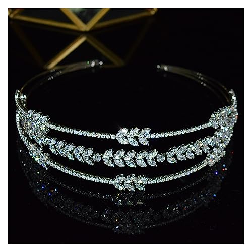 Haarschmuck Luxuriöse Zirkonia-Stirnbänder, silberfarben, Brautkronen, elegante Kopfbedeckung, Abschlussball, Haarschmuck, Hochzeit, Haarschmuck, Party-Schmuck Kopfschmuck für Braut (Color : TS-8119- von WLTYSM