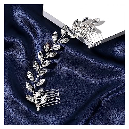 Haarschmuck Silberfarbener Blumen-Haarkamm, Schmuck for Mädchen, handgefertigt, Legierung, Perlen-Haarnadel, Haarkamm, Braut-Tiaras, Hochzeit, Haar-Accessoire, Schmuck Kopfschmuck für Braut (Color : von WLTYSM