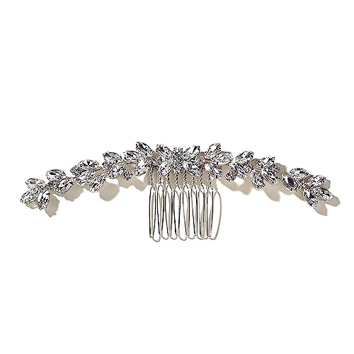 Haarschmuck Silberfarbener Blumen-Haarkamm, Schmuck for Mädchen, handgefertigt, Legierung, Perlen-Haarnadel, Haarkamm, Braut-Tiaras, Hochzeit, Haar-Accessoire, Schmuck Kopfschmuck für Braut (Color : von WLTYSM