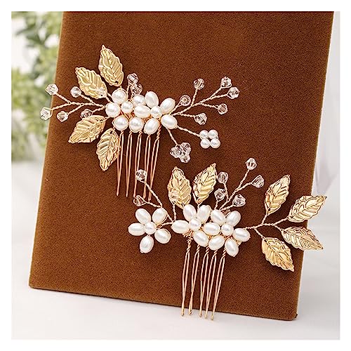 Haarschmuck Silberfarbener Blumen-Haarkamm, Schmuck for Mädchen, handgefertigt, Legierung, Perlen-Haarnadel, Haarkamm, Braut-Tiaras, Hochzeit, Haar-Accessoire, Schmuck Kopfschmuck für Braut (Color : von WLTYSM