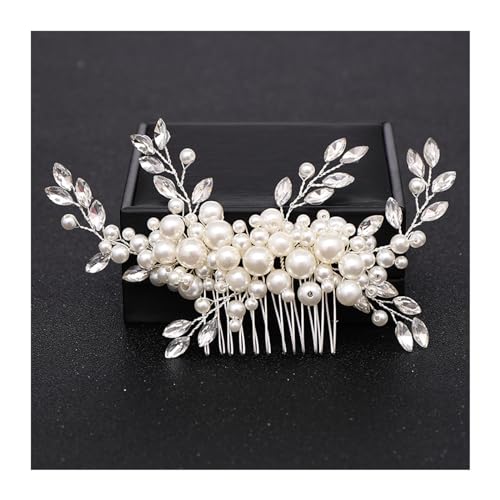 Haarschmuck Trendige handgemachte Tiara Hochzeit Haarkamm Blatt Blume Braut Haarnadeln Perle Strass Kopf Schmuck Mädchen Hochzeit Haarschmuck Kopfschmuck für Braut (Color : 12) von WLTYSM