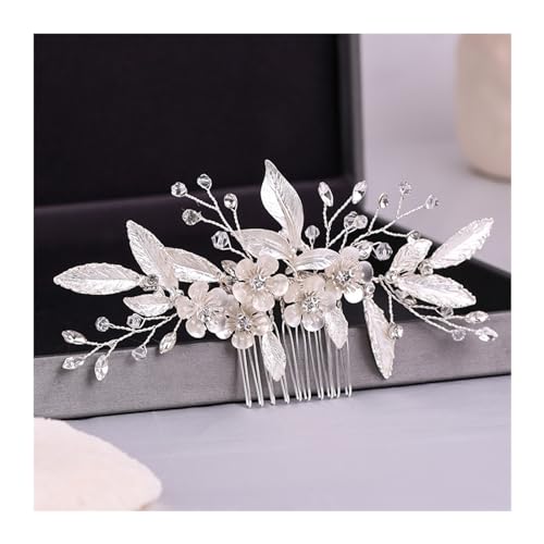 Haarschmuck Trendige handgemachte Tiara Hochzeit Haarkamm Blatt Blume Braut Haarnadeln Perle Strass Kopf Schmuck Mädchen Hochzeit Haarschmuck Kopfschmuck für Braut (Color : 25) von WLTYSM