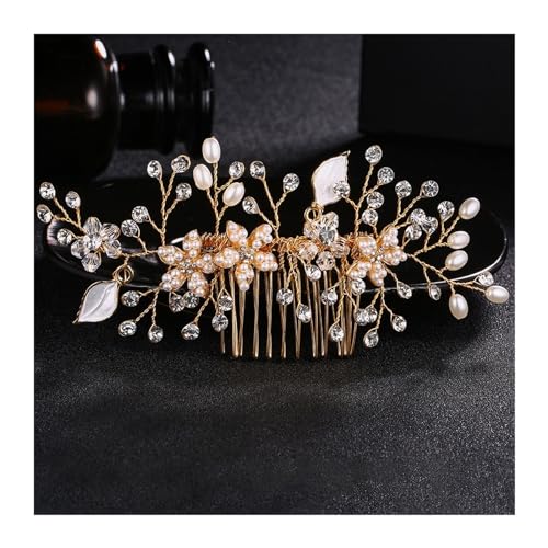 Haarschmuck Trendige handgemachte Tiara Hochzeit Haarkamm Blatt Blume Braut Haarnadeln Perle Strass Kopf Schmuck Mädchen Hochzeit Haarschmuck Kopfschmuck für Braut (Color : 29) von WLTYSM