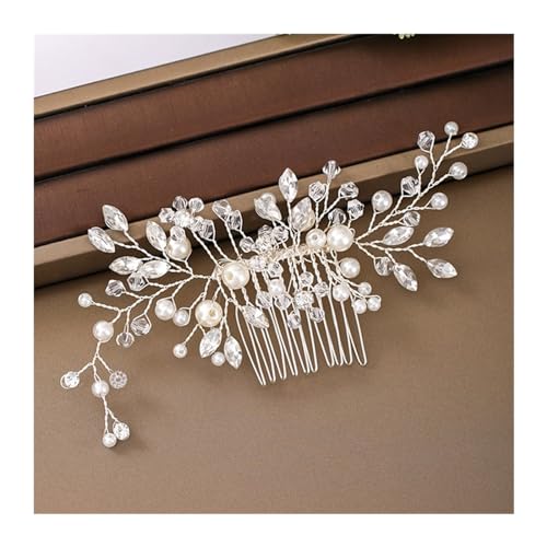 Haarschmuck Trendige handgemachte Tiara Hochzeit Haarkamm Blatt Blume Braut Haarnadeln Perle Strass Kopf Schmuck Mädchen Hochzeit Haarschmuck Kopfschmuck für Braut (Color : 5) von WLTYSM