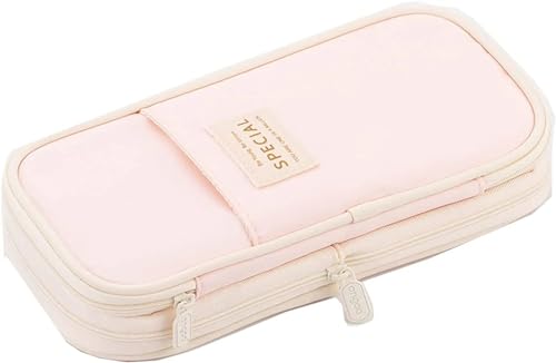 Multifunktionale Schreibwarenbox Federmäppchen Macaron Color Canvas Stretch Double Layer Federmäppchen mit großer Kapazität Cute Pencilcase Kids School Schreibwaren FedermäPpchen(Color:610 pink) von WLTYSM