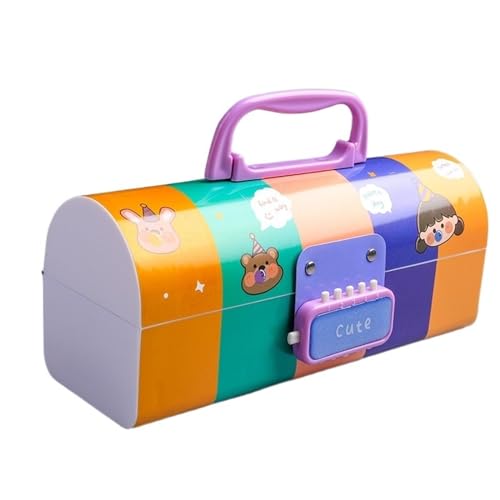 WLTYSM Multifunktionale Schreibwarenbox Creative Password Pencil Case Große Kapazität Student Pen Case Multifunktions-Briefpapier Rosa Schulbedarf FedermäPpchen(Color:C) von WLTYSM