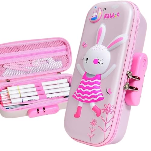WLTYSM Multifunktionale Schreibwarenbox Federmäppchen mit 3D-Eva-Passwortsperre, süße Schreibwarenbox, Cartoon-Tier, Bleistiftbox, Student, Stiftebeutel, Schulbedarf, Geschenk FedermäPpchen(Color:A9) von WLTYSM
