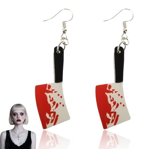 Halloween Ohrringe Set,Ohrringe Blutiges Hackebeil,Hexen Schmuck,Halloween Kostüm Accessoires,Verkleidung Blut Ohrstecker Geschenke,Herbst Earrings für Psycho,Karneval,Mottoparty,Party Costumes von WLVinson