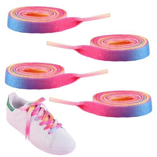 2 Paar Schnürsenkel,Schuhbänder,Regenbogen Schnürsenkels,Bunte Schnürsenkel Mädchen Flache,Shoe Laces 120cm,Ersatz Farbverlauf Schuhbänder Kinder für Sneaker,Laufschuhe,Sporschuhe,Freizeitschuhe von WLVinson