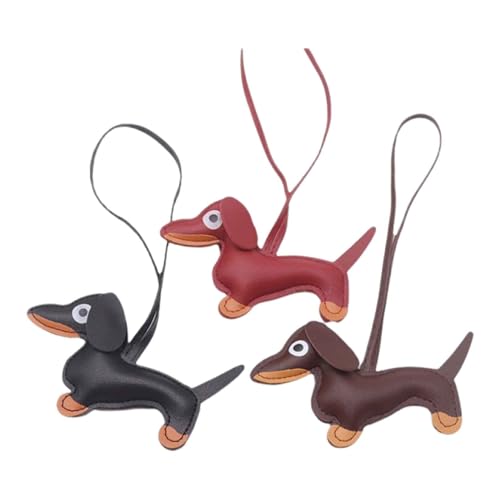 3 Stück Schlüsselanhänger Dackel,Taschenanhänger Damen,Dackel Anhänger,Bag Charms,Taschen Anhänger,Dachshund,Welpe Hundetasche Anhänger,Pu Leder Schlüsselanhänger Hund,Dackel Deko für Frauen Männer von WLVinson