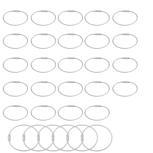 30 Stück Edelstahl Schlüsselringe aus Drahtseil Robuste Schlüsselanhänger Drehverschluss,Multifunktionale Schlüsselbundringe für Schlüsselbund,Gepäckanhänger Outdoor Aktivitäten,Silber,Langlebig von WLVinson