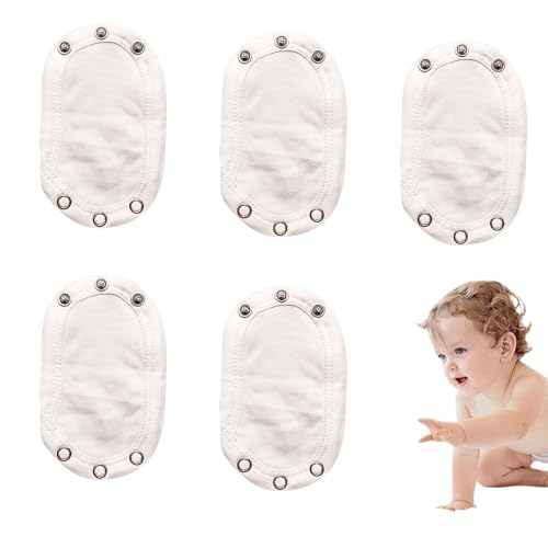 5 Stück Bodyverlängerung Baby,Baumwoll Body Verlängerung Baby Damen,Ddruckknopf Verlängerung,Bodysuit Extender,Stoff Doppellagige Druckknopfverlängerung,Längenverstellbar Kleidung Praktische(Weiße) von WLVinson