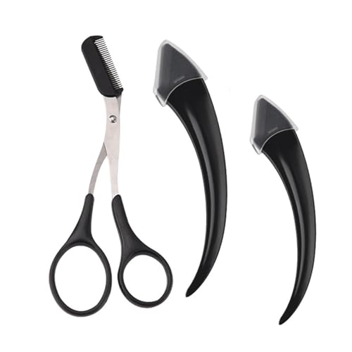 Augenbrauen Schere Set,2x Augenbrauenrasierer+1x Augenbrauenschere mit Kamm,Edelstahl Beauty Augenbrauentrimmer,Eyebrow Razor & Scissors,Professionelle Präzisionswerkzeug für Frauen und Männer von WLVinson