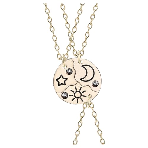 Freundschaftsketten,Bff ketten für 3/4 Mädchen,Frauen Freundschafts Ketten Sonne Sternen Mond Kristall Kette,Best Friends Kette,Anhänger Schmuck Halsketten Set Geschenke für 3/4 Beste Freunde von WLVinson