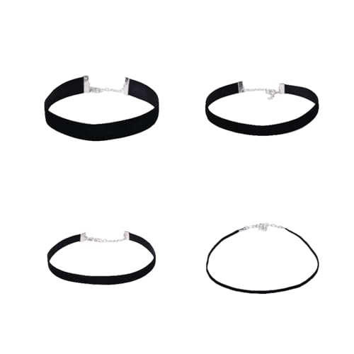 4-teiliges Choker Kette Damen, Samt-Choker-Halsketten,Schwarze Kropfband Ketten,Verstellbare Wednesday Addams Stil,90er Jahre Tropfen Halsband Schmuck,klassische Halsreifen für Karneval,Mädchen,Frauen von WLVinson