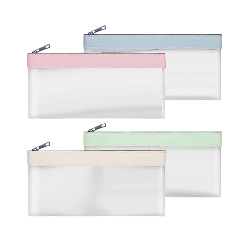 4 Stück Durchscheinend Federmäppchen,Mäppchen Durchsichtig,Groß Kapazität Mäppchen,Clear Pencil Case,Reise Kosmetiktasche,Superweiches Federmäppchen Set,Schulbeginn Stiftetasche für Kinder,Erwachsene von WLVinson