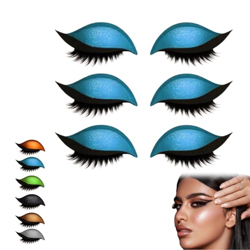 Lazy Eye Shadow Eyelash Patch, Eye Shadow Eyelashes Make-Up Stickers, 3/8 Pair Eyeshadow Eyelashes Makeup Stickers, 2-In-1 Reusable Eye Makeup Sticker, Lazy Makeups Tool For All Eyeshapes (Blau) von WLWWCX