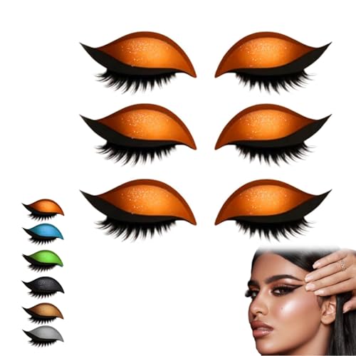 Lazy Eye Shadow Eyelash Patch, Eye Shadow Eyelashes Make-Up Stickers, 3/8 Pair Eyeshadow Eyelashes Makeup Stickers, 2-In-1 Reusable Eye Makeup Sticker, Lazy Makeups Tool For All Eyeshapes (Gold) von WLWWCX