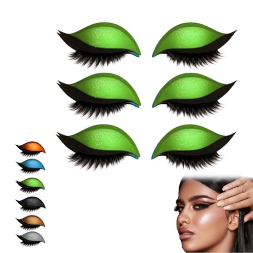Lazy Eye Shadow Eyelash Patch, Eye Shadow Eyelashes Make-Up Stickers, 3/8 Pair Eyeshadow Eyelashes Makeup Stickers, 2-In-1 Reusable Eye Makeup Sticker, Lazy Makeups Tool For All Eyeshapes (Grün) von WLWWCX