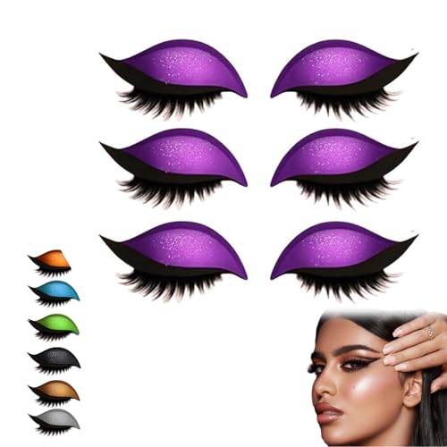 Lazy Eye Shadow Eyelash Patch, Eye Shadow Eyelashes Make-Up Stickers, 3/8 Pair Eyeshadow Eyelashes Makeup Stickers, 2-In-1 Reusable Eye Makeup Sticker, Lazy Makeups Tool For All Eyeshapes (Lila) von WLWWCX