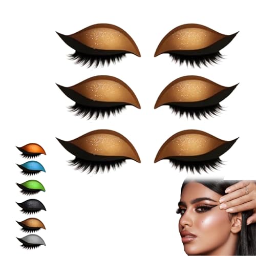 Lazy Eye Shadow Eyelash Patch, Eye Shadow Eyelashes Make-Up Stickers, 3/8 Pair Eyeshadow Eyelashes Makeup Stickers, 2-In-1 Reusable Eye Makeup Sticker, Lazy Makeups Tool For All Eyeshapes (Orange) von WLWWCX