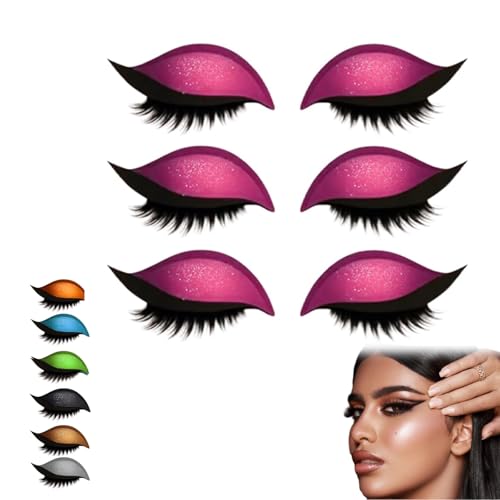Lazy Eye Shadow Eyelash Patch, Eye Shadow Eyelashes Make-Up Stickers, 3/8 Pair Eyeshadow Eyelashes Makeup Stickers, 2-In-1 Reusable Eye Makeup Sticker, Lazy Makeups Tool For All Eyeshapes (Rosa) von WLWWCX