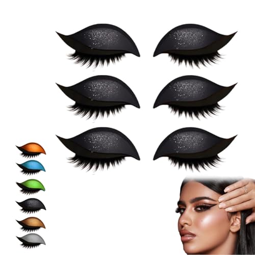 Lazy Eye Shadow Eyelash Patch, Eye Shadow Eyelashes Make-Up Stickers, 3/8 Pair Eyeshadow Eyelashes Makeup Stickers, 2-In-1 Reusable Eye Makeup Sticker, Lazy Makeups Tool For All Eyeshapes (Schwarz) von WLWWCX