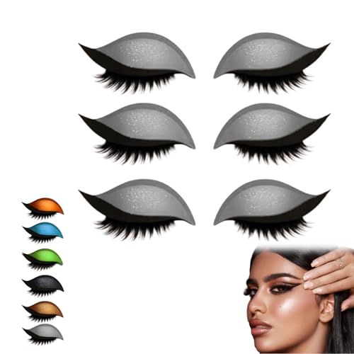 Lazy Eye Shadow Eyelash Patch, Eye Shadow Eyelashes Make-Up Stickers, 3/8 Pair Eyeshadow Eyelashes Makeup Stickers, 2-In-1 Reusable Eye Makeup Sticker, Lazy Makeups Tool For All Eyeshapes (Silber) von WLWWCX