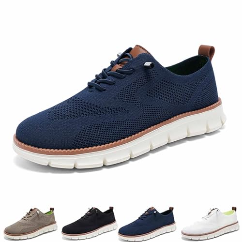 Mens Wearbreeze Shoes, Men's Oxfords Business Walking Tennis Shoes Mesh Dress Sneakers, Mesh Dress Sneakers Men (7,Bleu) von WLWWCX