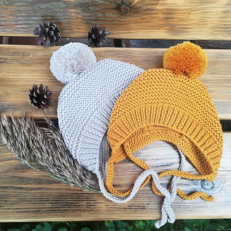 Baby Pom Mütze Aus Merinowolle Gestrickte Neugeborene von WLoveCreated