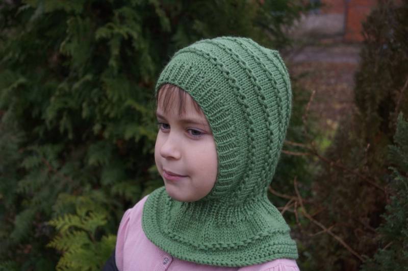 Grüne Merinowolle Kinder Balaclava Kapuzenmütze von WLoveCreated