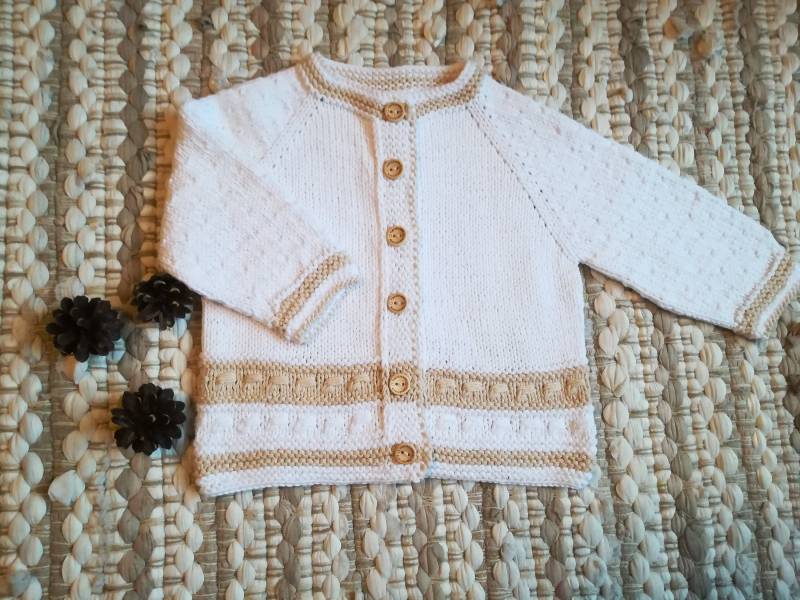 Handgestrickte Baby Strickjacke Bio Baumwolle Oder Merino Wolle Taufjacke von WLoveCreated
