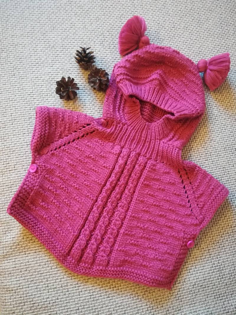 Handgestrickter Baby/Kleinkind/Kind Poncho Mit Kapuze.merino Balaclava.gestrickter Poncho. Hoodie Mütze Halswärmer.winterhelm.strickcape von WLoveCreated