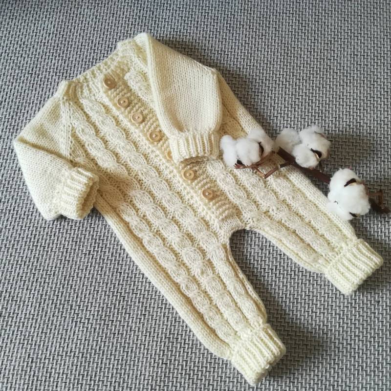 Handgestrickter Babystrampler Aus Merinowolle Neugeborenen Outfit von WLoveCreated