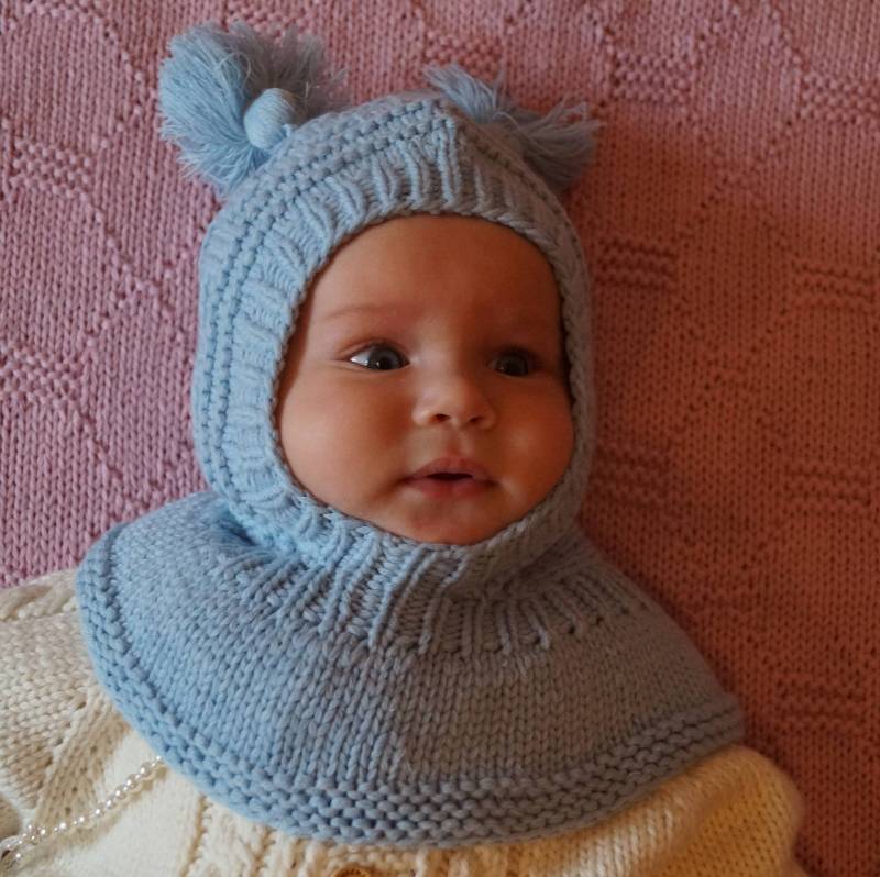 Kinder Balaclava Aus Merinowolle Blaue Gestrickte Hoodie-Mütze von WLoveCreated