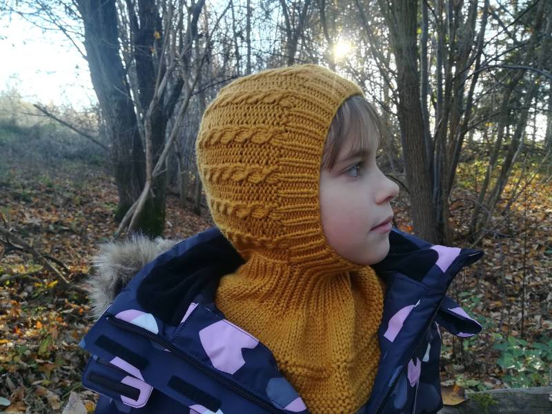Merinowolle Gestrickte Balaclava Senf Kinder Hoodie Mütze, Baby/Kleinkind Helm von WLoveCreated