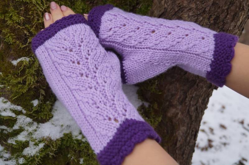 Merino Wolle Armstulpen Lace Strick Armstulpen, Flieder Lila von WLoveCreated