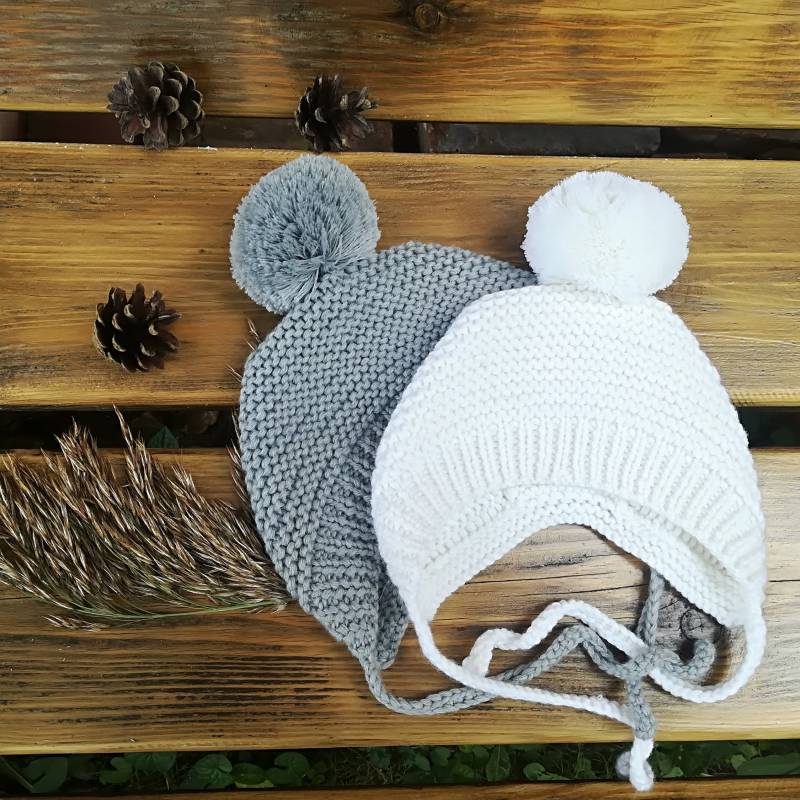 Merino Wolle Baby Pom Mütze Handgestrickte Mütze von WLoveCreated