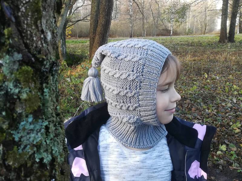 Merinowolle Balaclava Kinder Gestrickte Pixie Mütze Schal, Baby/Kleinkind/Kinder Balaclava, Halswärmer Hoodie Grau Helm von WLoveCreated