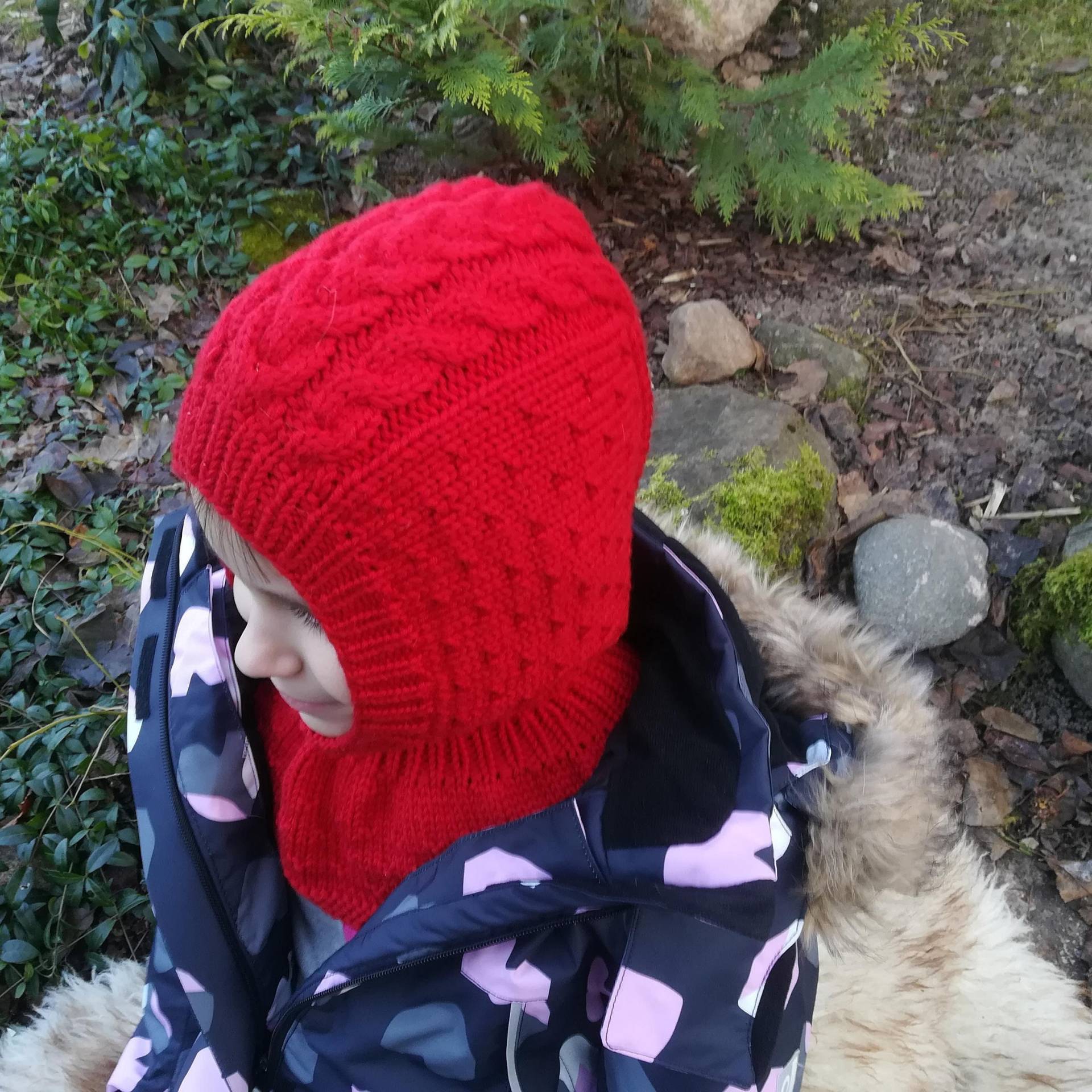 Rote Kinder Balaclava Aus Merinowolle Baby/Kleinkind Hoodie, Mütze, Halswärmer, Roter Helm von WLoveCreated