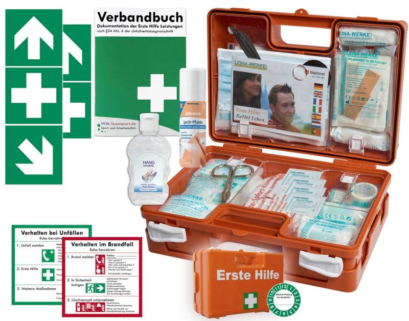 WM-Teamsport Erste-Hilfe-Koffer 1.-Hilfe-Koffer (K) DIN 13157 + Hygiene-Gel, Sprühpflaster + Aufkleber von WM-Teamsport