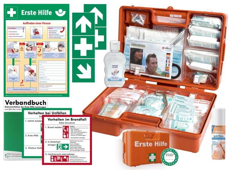 WM-Teamsport Erste-Hilfe-Koffer 1.Hilfe Koffer (M) DIN 13157 + Hygiene-Gel, Sprühpfl. + Komplettpaket von WM-Teamsport